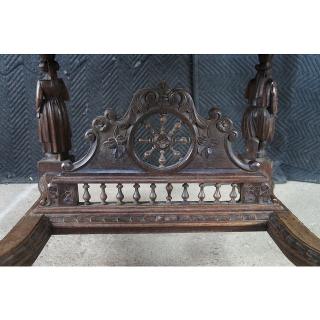 Antique French Breton Brittany Maritime Figural Carved Chestnut Dining Table For Sale - Image 10 of 16