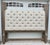Pre-owned Early 2000's King Bed has a Transitional Style . The Bed has a Wood Frame. Fabric High Back Headboard / Low...