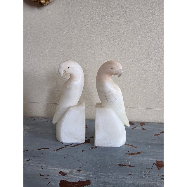 Stone Vintage Alabaster Parrot Bookends For Sale - Image 7 of 15