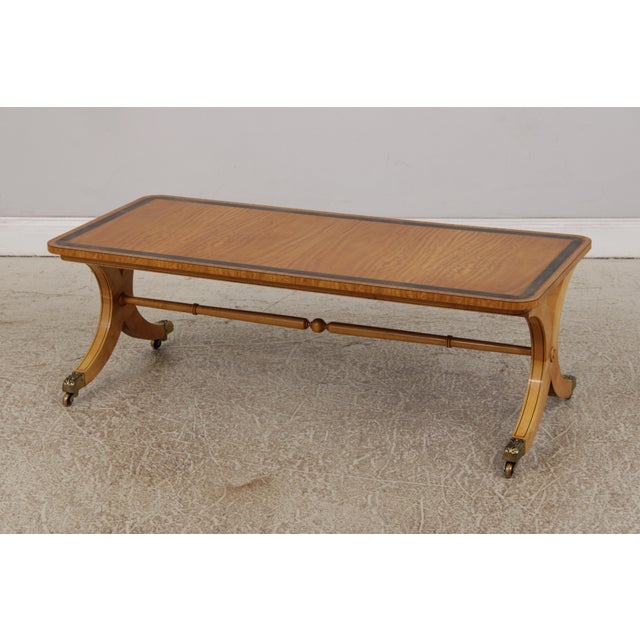1980s David Salmon English Satinwood Coffee Table For Sale - Image 5 of 15