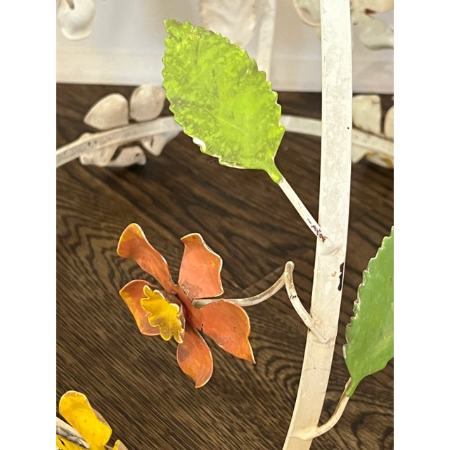 1970s Vintage Italian Tole Metal Floral Utensils/ Light Hanging Ornament For Sale - Image 11 of 12