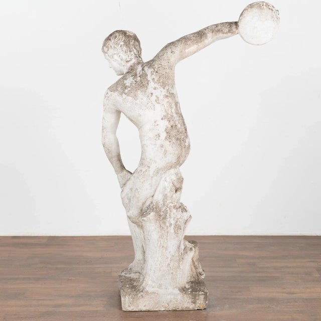 Vintage Garden Limestone Sculpture of Discus Thrower, Denmark Circa 1910 For Sale - Image 11 of 11