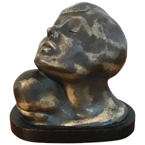 Early 20th Century Art Deco Zinc Flapper Portrait Bust