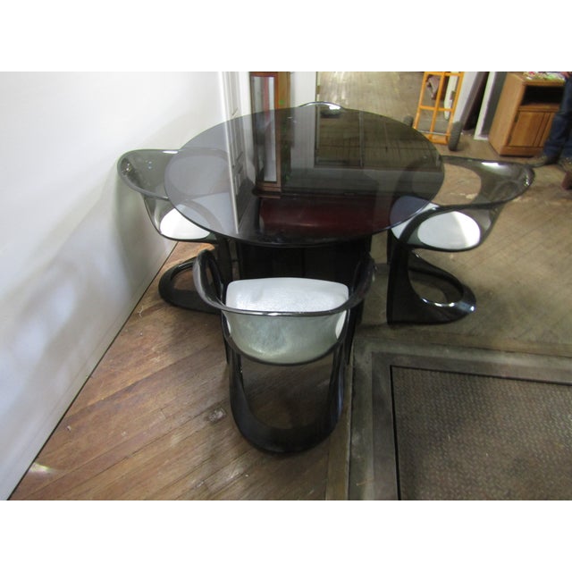Item: Rare 1970's Chromcraft Casal Casalino Alexander Begge Smoked Acrylic Space Age Table and Four Chairs. Age: 1970's....