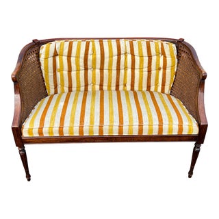 Mid 20th Century Mid-Century Modern Wood and Cane Sofa Settee For Sale