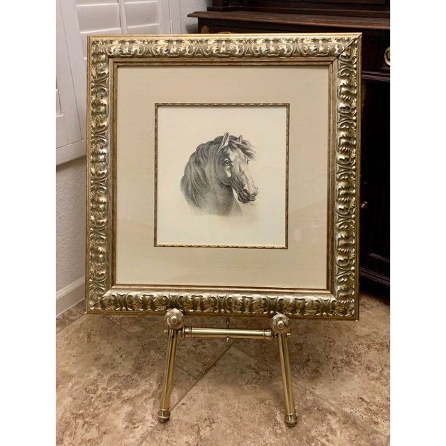 Brazilian Framed Horse Print and Vintage Brass Easel For Sale In Phoenix - Image 6 of 6