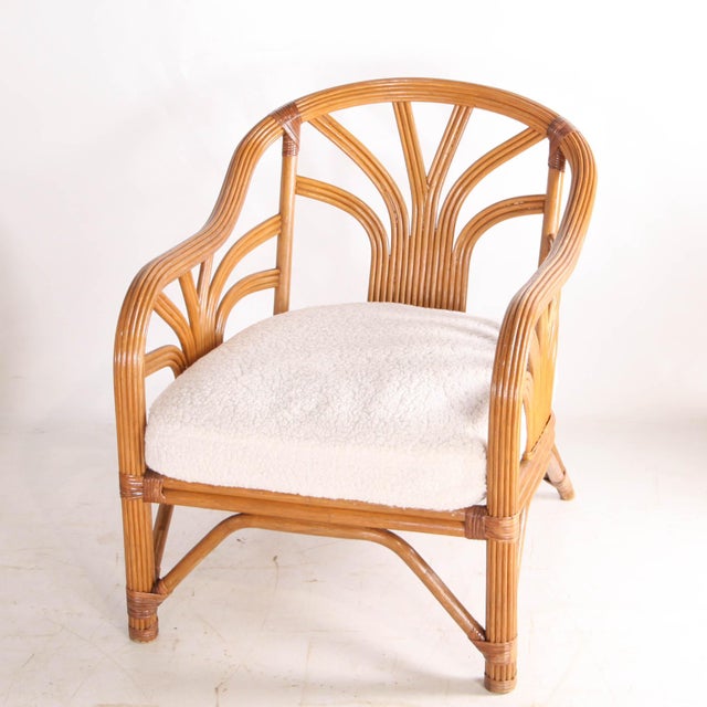 Floral Palm Rattan Lounge Set, 1970s, Set of 3 For Sale - Image 4 of 15