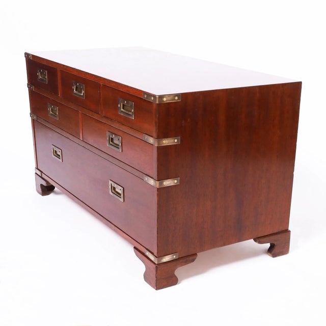 Antique British Colonial Campaign Chest of Drawers For Sale - Image 4 of 9