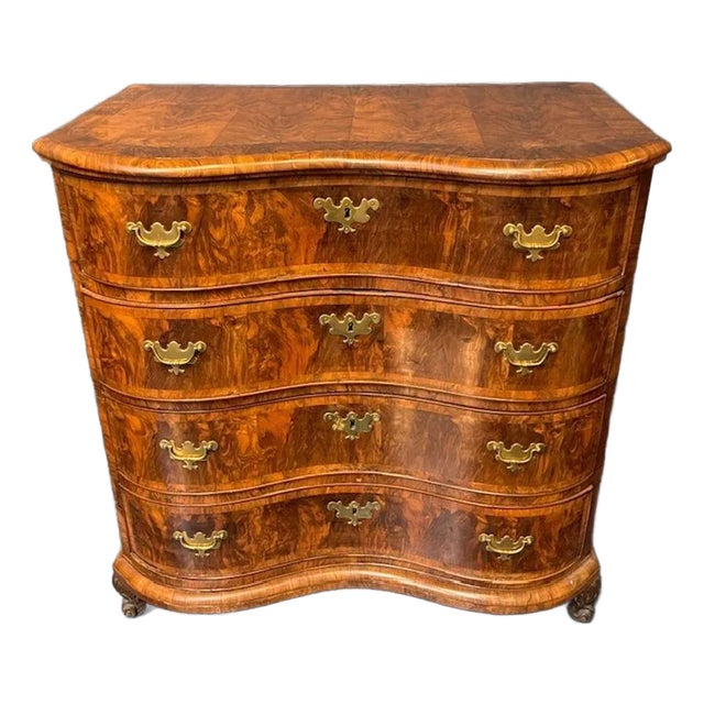19th Century Dutch Shaped Front Walnut Chest of Drawers For Sale