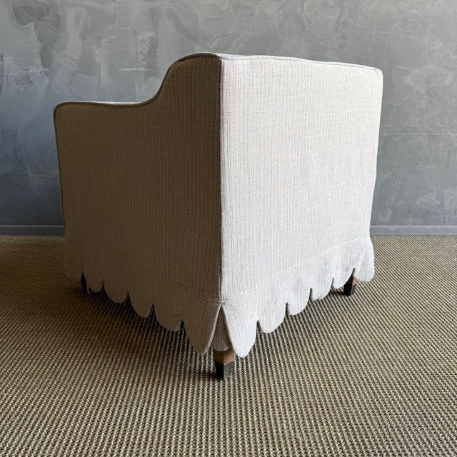 Not Yet Made - Made To Order Linen Slip Covered Madison Chair With Scallop Skirt Detail and Down Cushion For Sale - Image 5 of 11