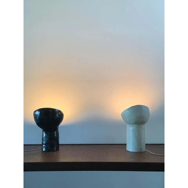 Ceramic Design Freres Black and White Cyclope Lamps - Set of 2 For Sale - Image 7 of 11