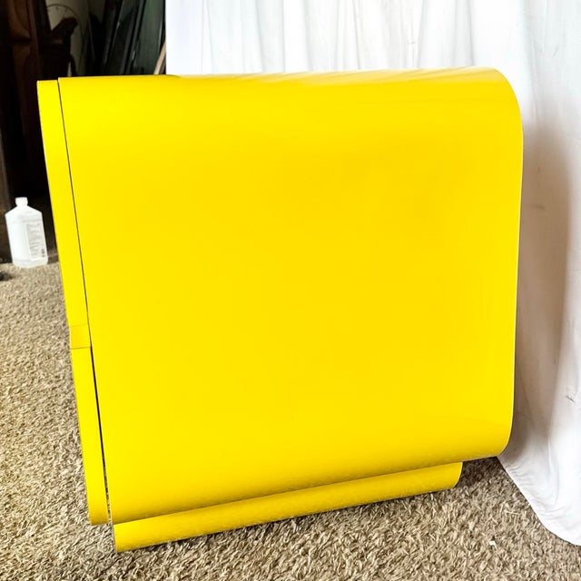 1980s 1980s Postmodern Yellow Lacquer Laminate Waterfall Dresser/Chest of Drawers For Sale - Image 5 of 7