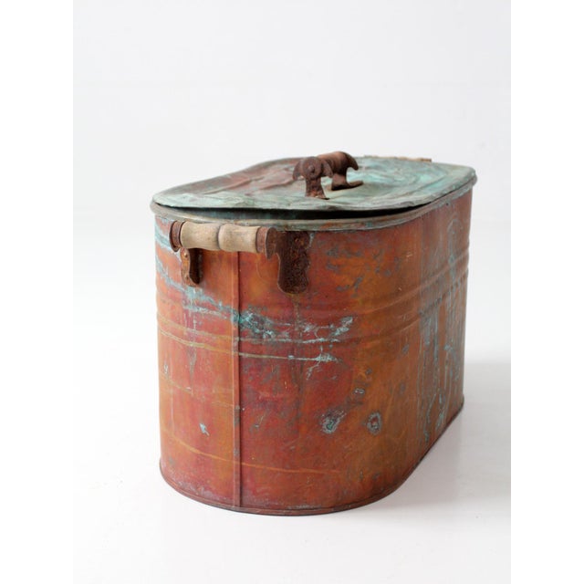Antique Copper Wash Boiler With Lid For Sale - Image 6 of 17