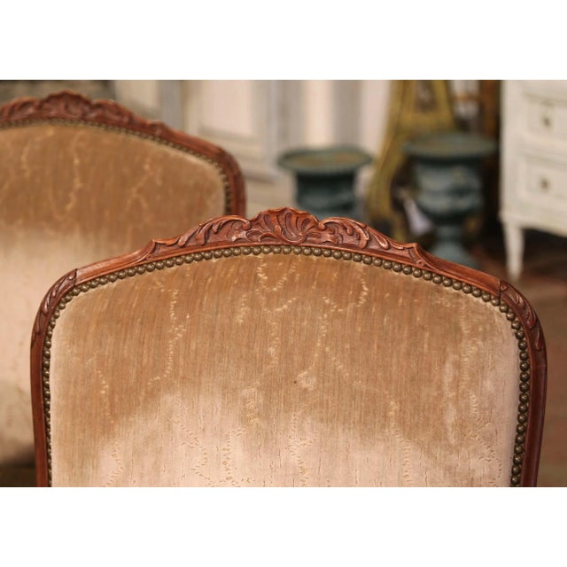Wood 19th Century French Louis XV Carved Walnut Armchairs From Provence, Set of Four For Sale - Image 7 of 13