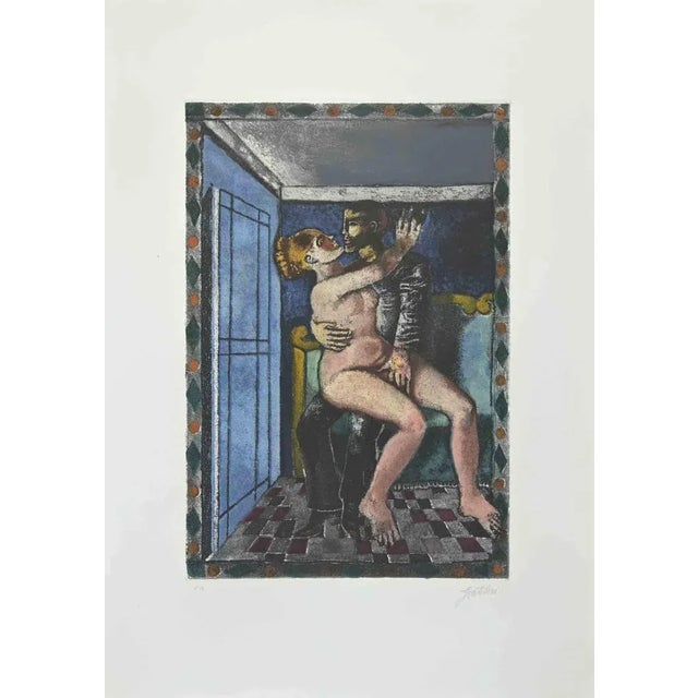 Modern Franco Gentilini, The Lovers, Etching and Aquatint, 1970s For Sale - Image 3 of 3