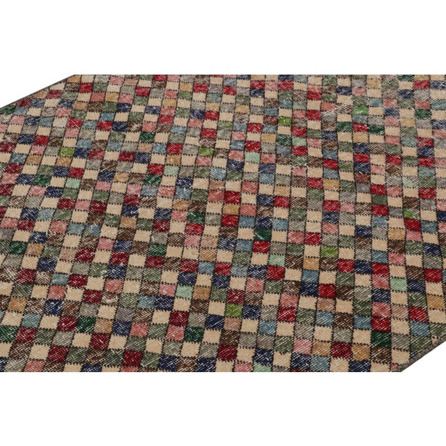 Rug & Kilim 1960s Vintage Zeki Müren Art Deco Runner Rug With Geometric Patterns For Sale - Image 4 of 7