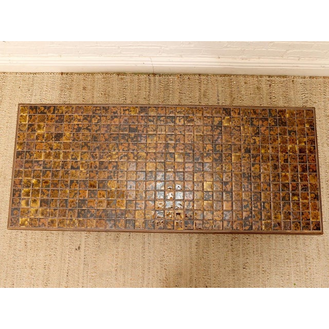 Amber Vintage Mid-Century Modern Mosaic Tile Coffee Table With Hairpin Legs For Sale - Image 8 of 10