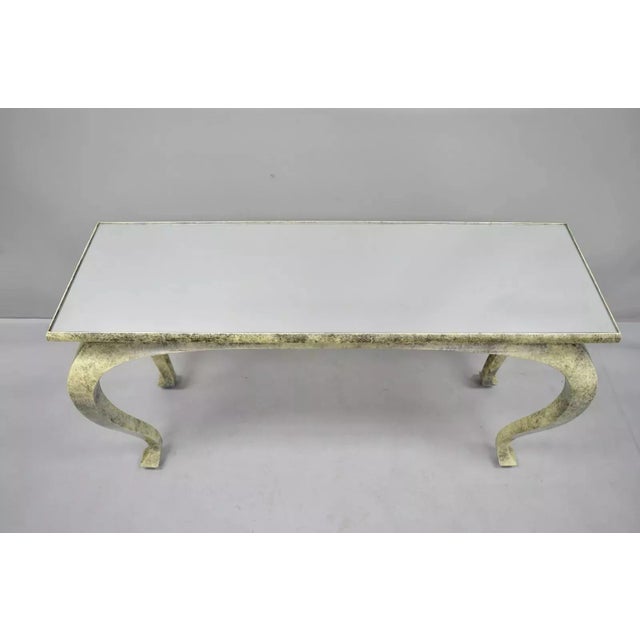 Late 20th Century Vintage Hollywood Regency James Mont Style Console Hall Sofa Table W/ Mirror Top For Sale - Image 5 of 12