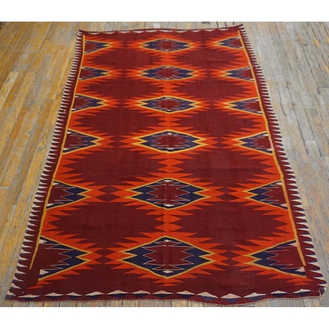 Red 1890s Red Tribal Geometric Antique Navajo Native American Flatweave Small Rug For Sale - Image 8 of 10