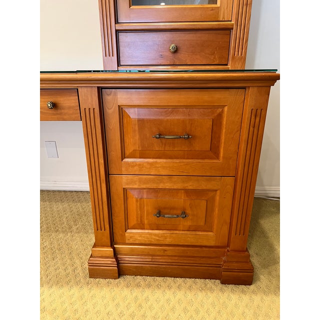 Large Architectural Executive Office Suite – Desk + Dual Display Towers + Matching Cabinet For Sale - Image 12 of 18