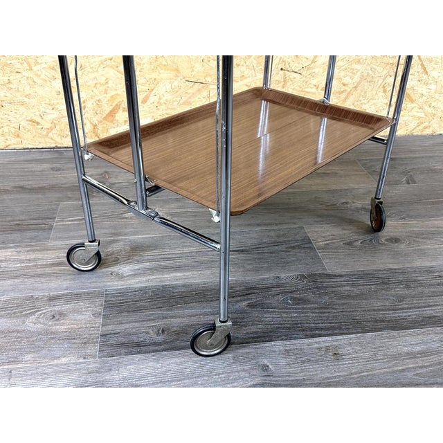 Brown Space Age Chrome and Brown Serving Trolley, 1960s-1970s For Sale - Image 8 of 15