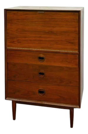 Vintage Mid Century Modern Drop-Front Secretary Desk & Chest of Drawers.