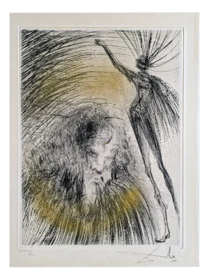 Salvador Dali, Old Faust, Hand-Signed Etching with Gold, 1969
