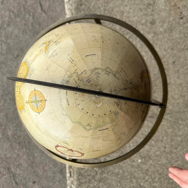 Mid 20th Century Paul McCobb Style Globe on Brass Stand For Sale - Image 5 of 11