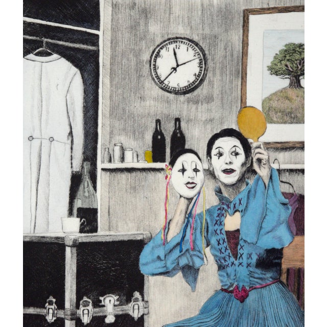 Contemporary "Alter Ego" - Original Watercolor Hand-Painted Etching by Claus Sievert For Sale - Image 3 of 8
