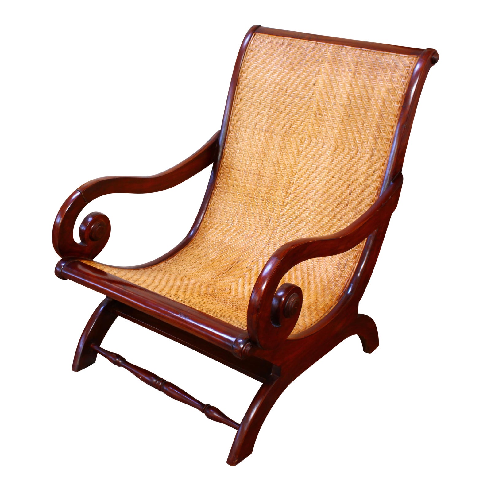 Antique Mahogany & Cane Plantation Chair Chairish
