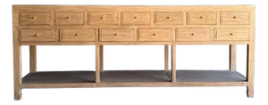 Courtnay Reclaimed Elm Wood Console Table With Drawers in Natural