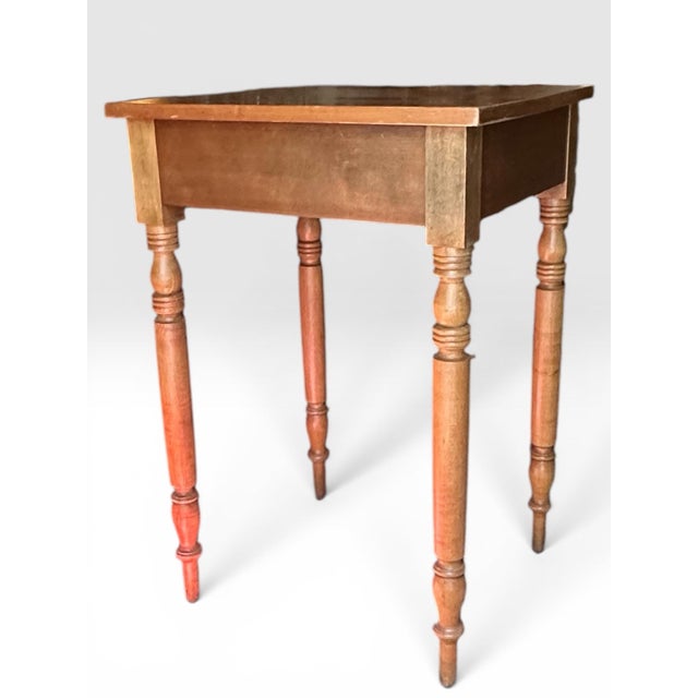 Sheraton American Early 19th Century Sheraton Style Cherry Single Drawer Side Table. For Sale - Image 4 of 9