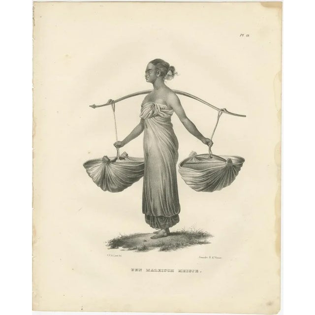 Karl Joseph Brodtmann, Malaysian Girl Carrying Goods, 1836, Paper For Sale - Image 6 of 7