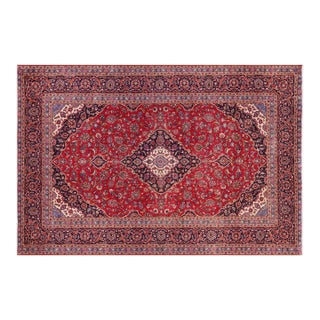 1960s 9'9" X 12'9" Hand-Knotted Wool Area Rug - Traditional Medallion For Sale