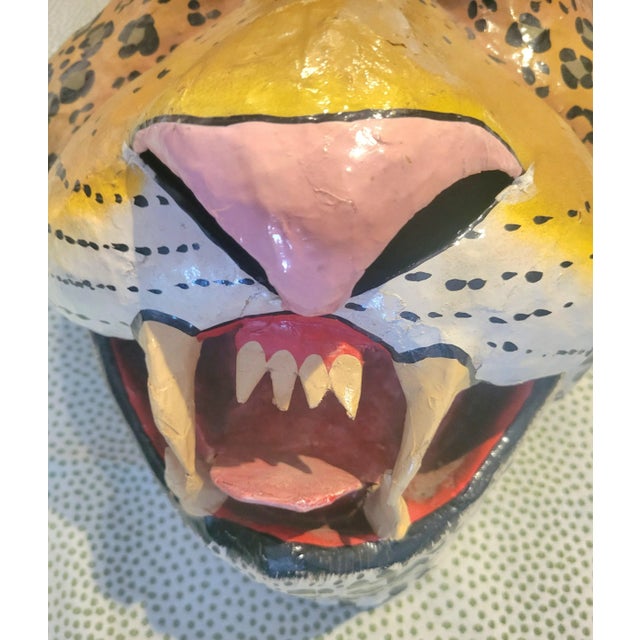 Huge Whimsical Paper Mache Italian Colorful Tiger Wall Mask Room Decor For Sale In West Palm - Image 6 of 9