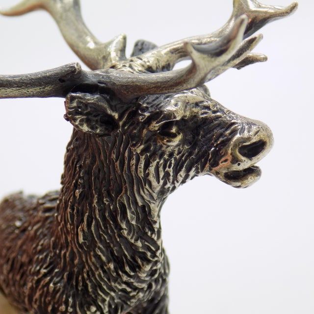 Vintage Italian Handmade Genuine Silver Large Stag Deer Sculpture by Italian Silver Artist Mario Cerreti For Sale - Image 9 of 14