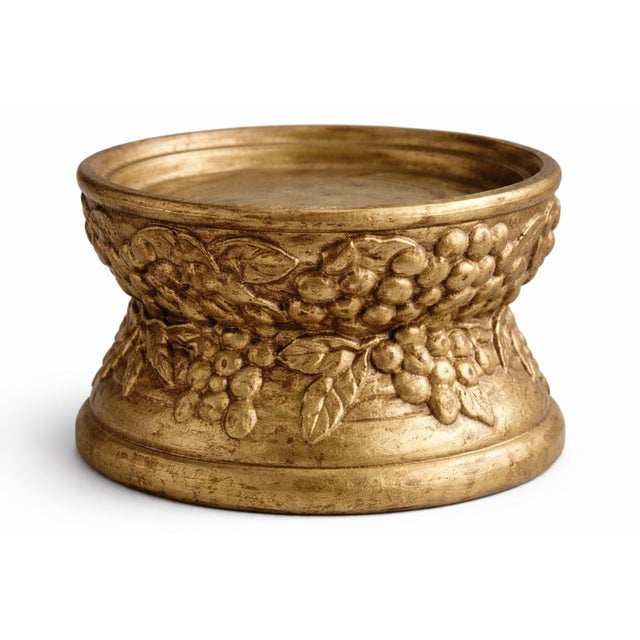 Pair of Mid-Century Japanese Gilt Ceramic Grapevine Candle Holders – Raised “Japan” Export Mark, c.1955–1965 For Sale - Image 4 of 4