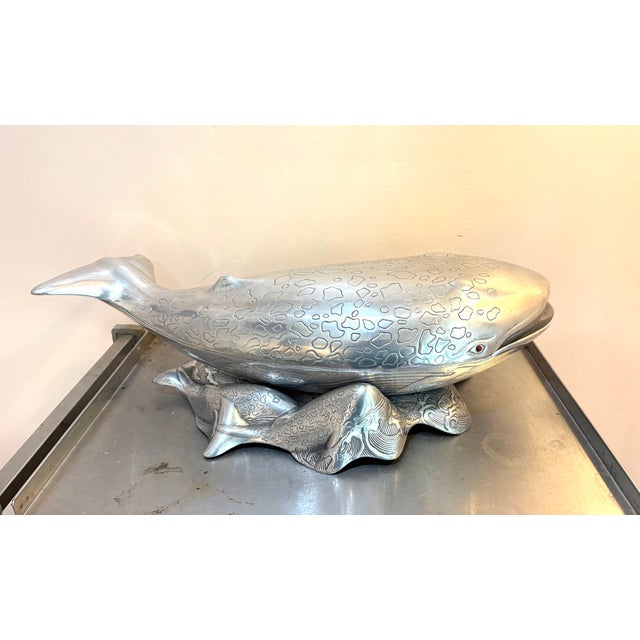 Metal Arthur Court 1979 "Whales" Pewter Large Serving Tureen For Sale - Image 7 of 10