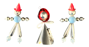 Vintage Eastern European Handmade Clowns and Handmade Christmas Decorations, 1950s-1960s, Set of 3