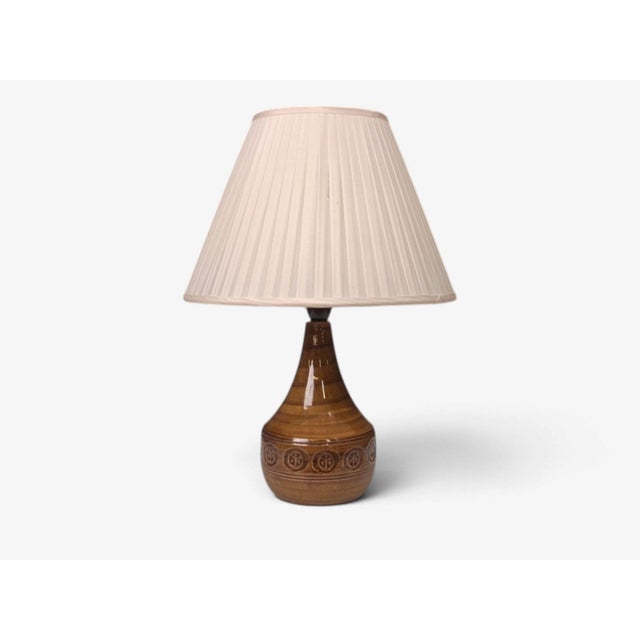 Mid-Century Modern Holbæk Keramik, Table Lamp, Orange Glazed Stoneware, Denmark, 1970s For Sale - Image 3 of 11