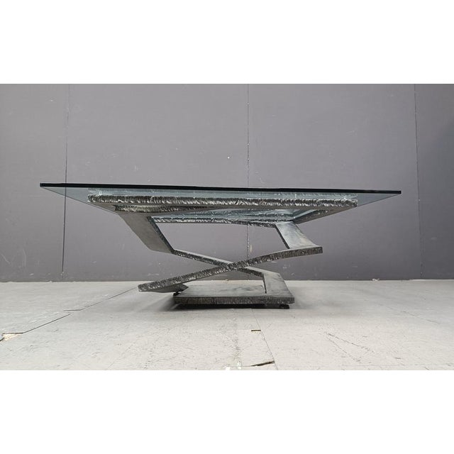 Metal Fleur de Fer Coffee Table attributed to Maurice Barilone, 1980s For Sale - Image 7 of 15