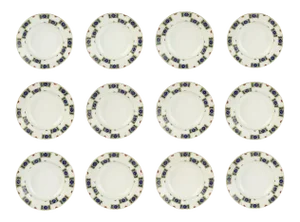 Imperial Russian Kornilov Brothers Porcelain Soup Bowls - Set of 12