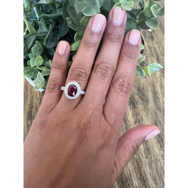 2020s Roshe Jewels 2.99 Carat Natural Ruby Diamond Ring in 14k White Gold, Size 7 For Sale - Image 5 of 8