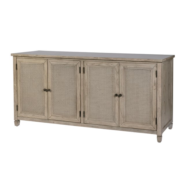 Coastal Flagstaff 70 in. W Rectangular Cane 4 Door Sideboard, Desert Sand For Sale - Image 3 of 11