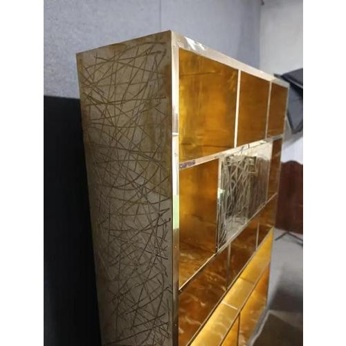 **Artisan Elegance: Poplar Wood Pantry Covered in Brass** Kitchen pantry, dining room, hotel In the world of interior...