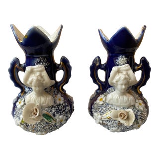 Mid 19th Century Old Paris Cobalt Vases- a Pair For Sale