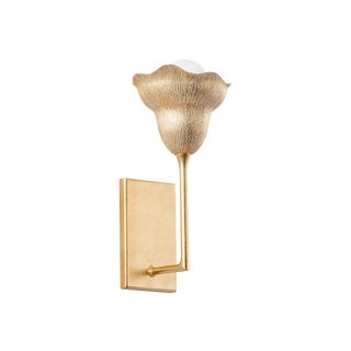 Hudson Valley Lighting Alora 6.5 in. 1 Light Wall Sconce in Vintage Gold Leaf and Gilded Ivory Finish For Sale