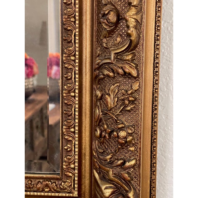 Mid Century Bella French Ornate Giltwood Beveled Wall Mirror For Sale - Image 9 of 18