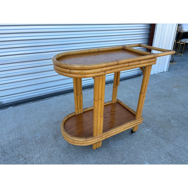 Vivai del Sud 1950s Mid Century Bamboo Bar Cart For Sale - Image 4 of 6