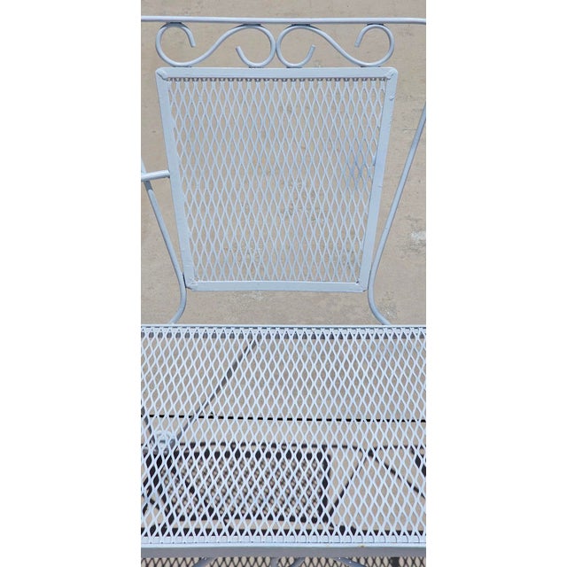 Vintage Mid-Century Modern Russell Woodard Style Wrought Iron Patio Settee Bench – Hollywood Regency Salterini Style Garden Loveseat For Sale - Image 15 of 17